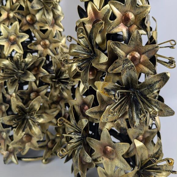 Extra Large Christmas Tree Holiday Centerpiece Decor Set 2 Gold Flowers Bronze - Picture 5 of 13